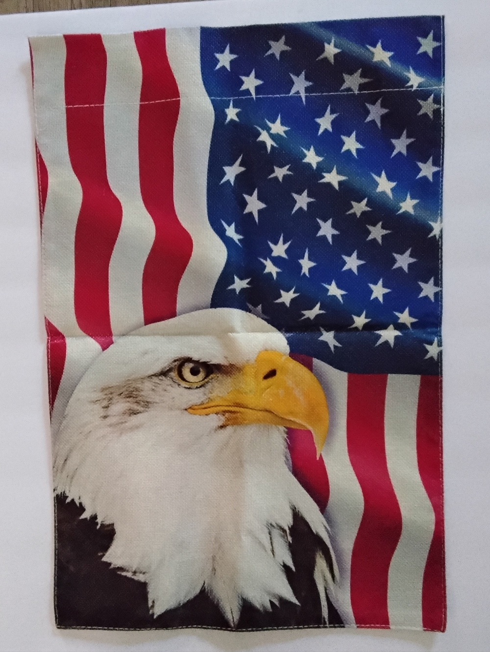 American Flag With A Bald Eagle Burlap Double-sided Garden Flag. Brand New.